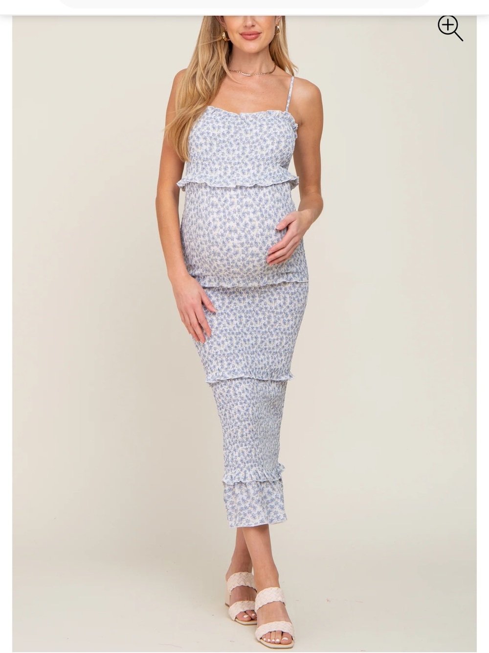 Pinkblush White and Light Blue Floral Midi Dress